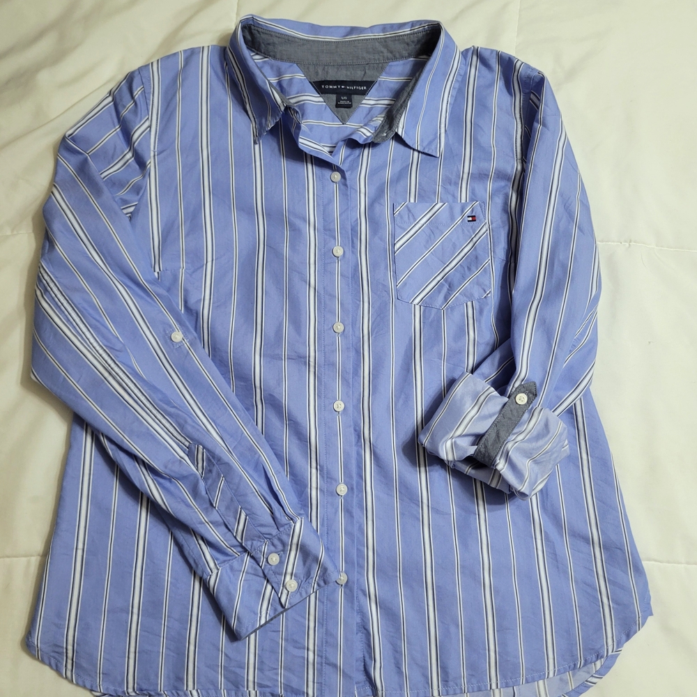 Tommy Hilfiger Blue Striped Button-Up Shirt